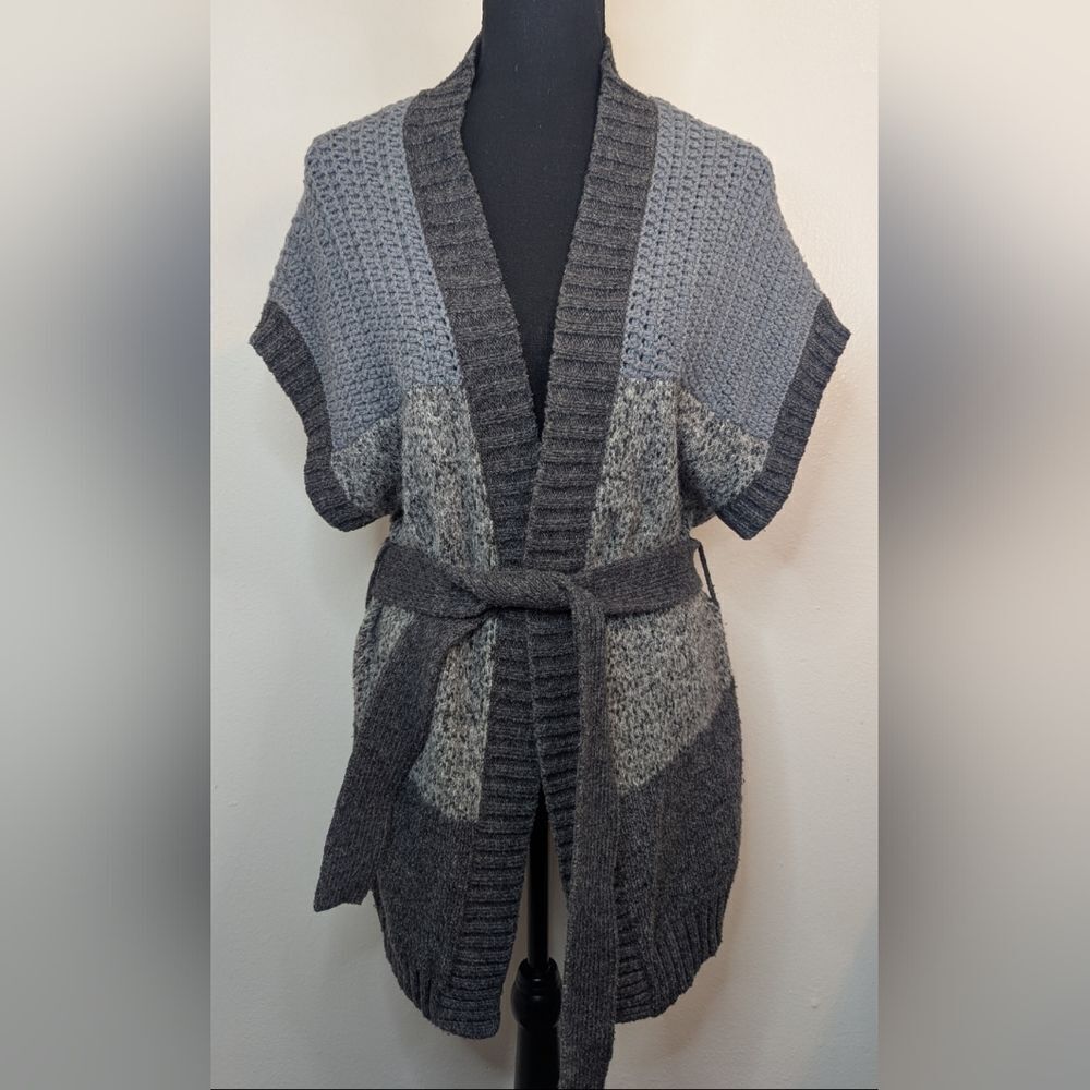 Theory Dena Gray Minimalist Quiet Luxury Cozycore Knit Cardigan Alpaca Sweater L